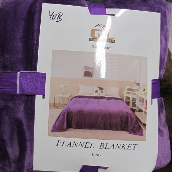 GL GOLDEN LINEN FLANNEL/VELOUR BLANKET NEW IN P Other - 2 PIECE BUNDLE PURPLE KING BLANKET & SHEET SET NIP